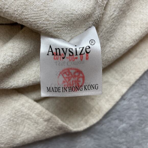 Anysize Lantern Dress Womens S Beige Linen Blend 3/4 Sleeve Pockets Lagenlook - Picture 5 of 9